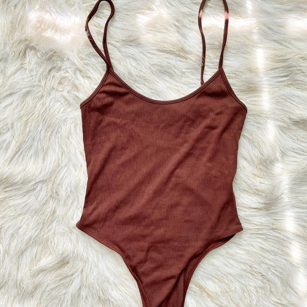 Brown Ribbed Bodysuit *unworn*